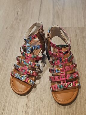 Stevies Pink Multicolor Strappy Gladiator Sandals for Kids